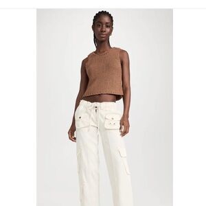 Free People, White Tahiti Cargo Pants. Size Medium